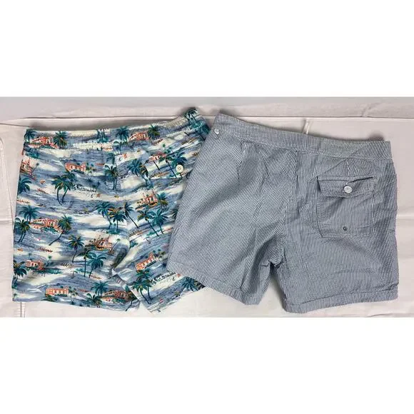 J. Crew Board Shorts Mens Bundle Lot Swimwear Seersucker Tropical Summer Surfer - Picture 7 of 8